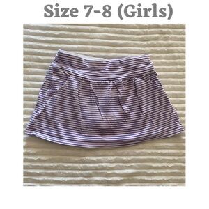 Circo Girls Purple White Striped A-Line Skort Size 7-8 Elastic Waist